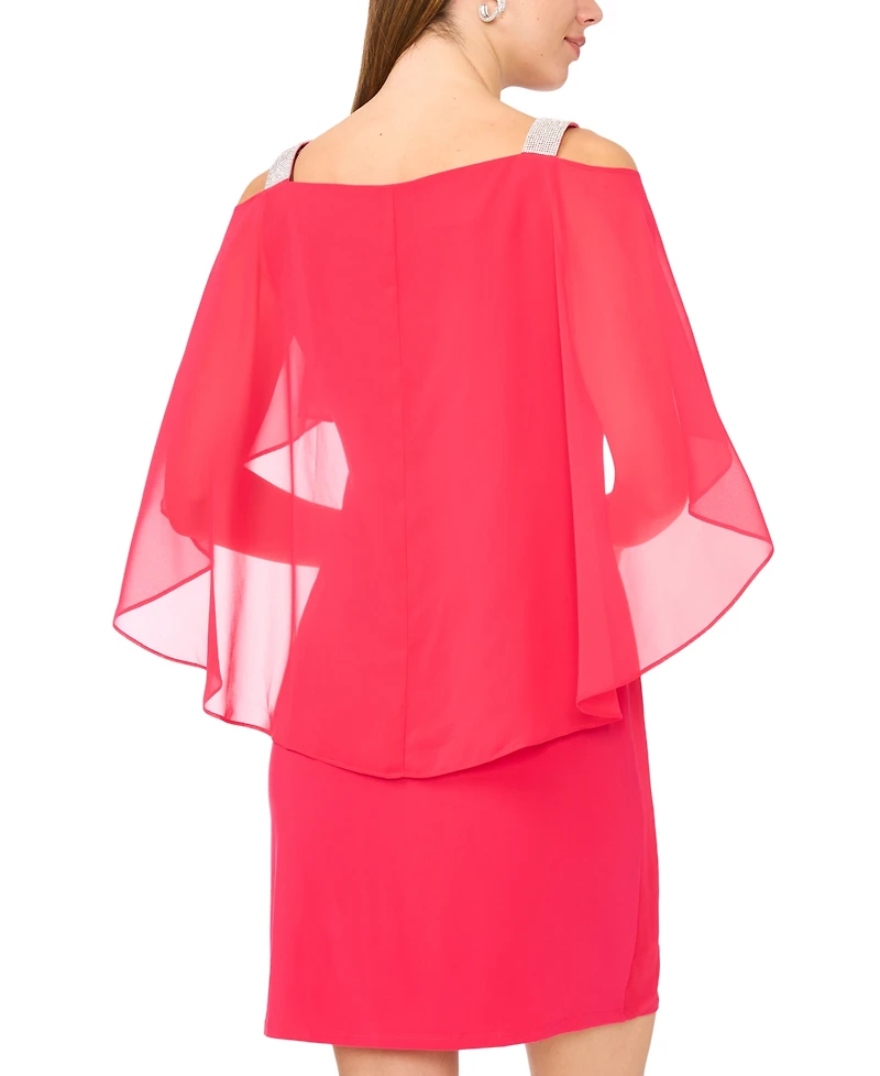 Msk Petite Ruched Cape Dress