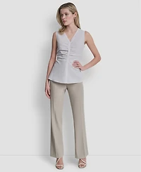 Dkny Women's Sleeveless Cotton Polin Ruched Front Top