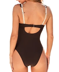 Cupshe Women's Vintage V-Neck Cutout Trim One-Piece Swimsuit