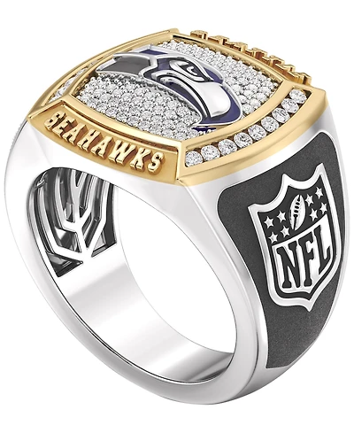 Effy Collection Men's Diamond Ring (3/8 ct. t.w.) Sterling Silver with Gold Over and Enamel