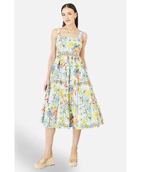 Yumi Women's Print Cotton Midi Sun Dress