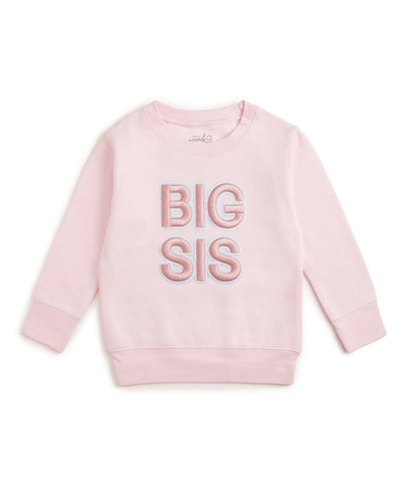 Sweet Wink Little Girls Big Sis Embroidered Patch Sweatshirt