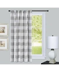 Kate Aurora Country Farmhouse Rod Pocket Buffalo Plaid Gingham Tie Up Window Curtain Panel