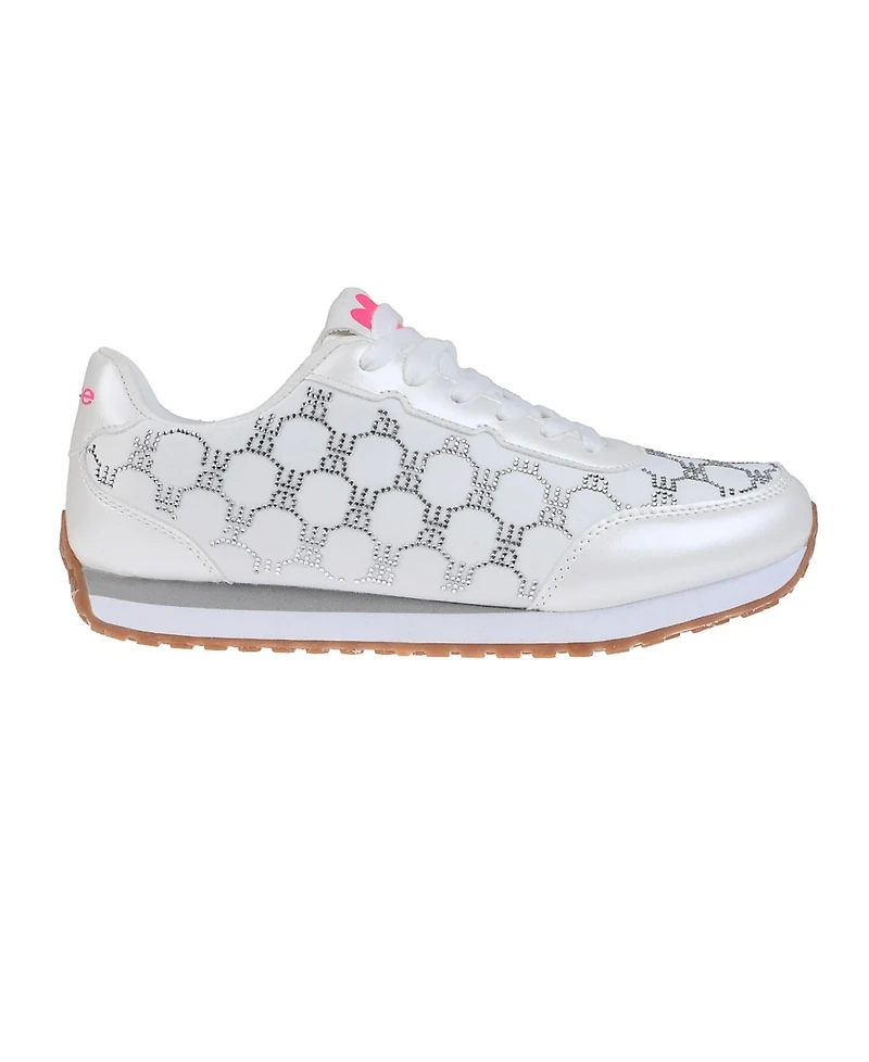 bebe Women's Sneaker with Rhinestone Mesh Upper