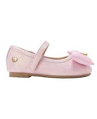 Bebe Toddler Ballet Flat with Puffy Bow and Cherry Charm