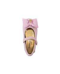 Bebe Big Girls Ballet Flat with Puffy Bow and Cherry Charm
