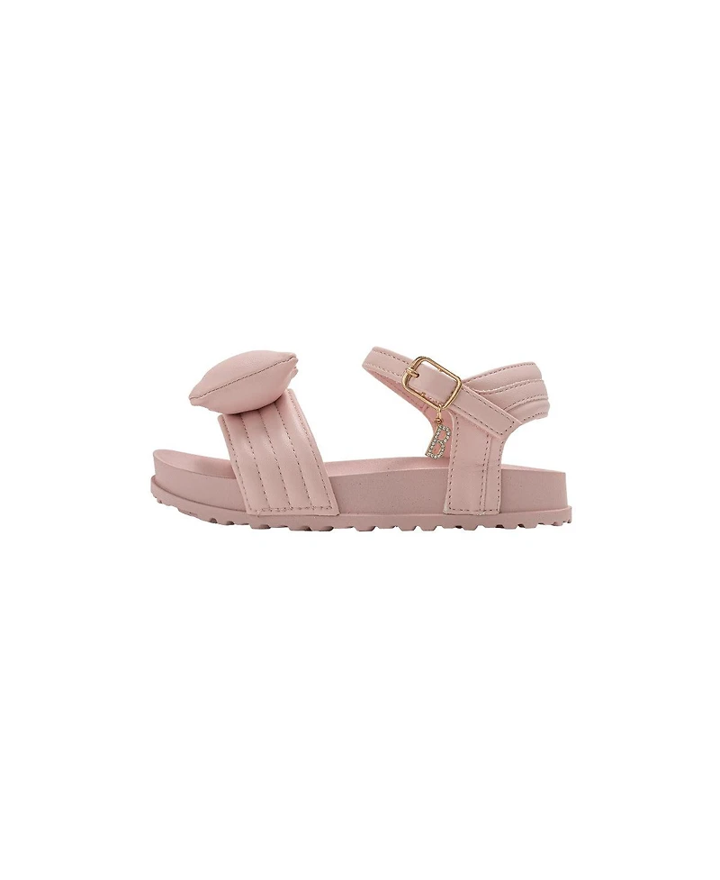 Bebe Girls Footbed Sandals - Lightweight Comfort & Adjustable Strap with Puffy Bow Detail