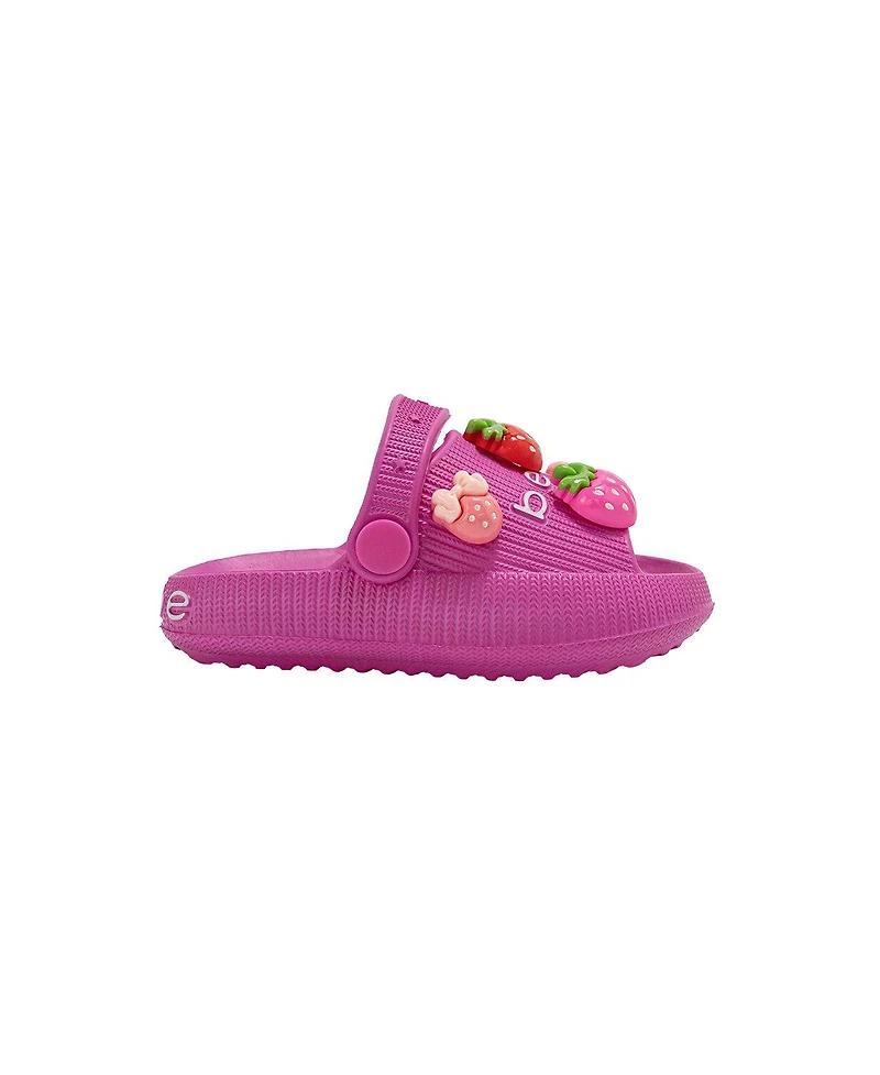 Bebe Big Girls Girl's Lightweight Platform Eva Slides - Slip On Comfy with Strawberry Charm Accents