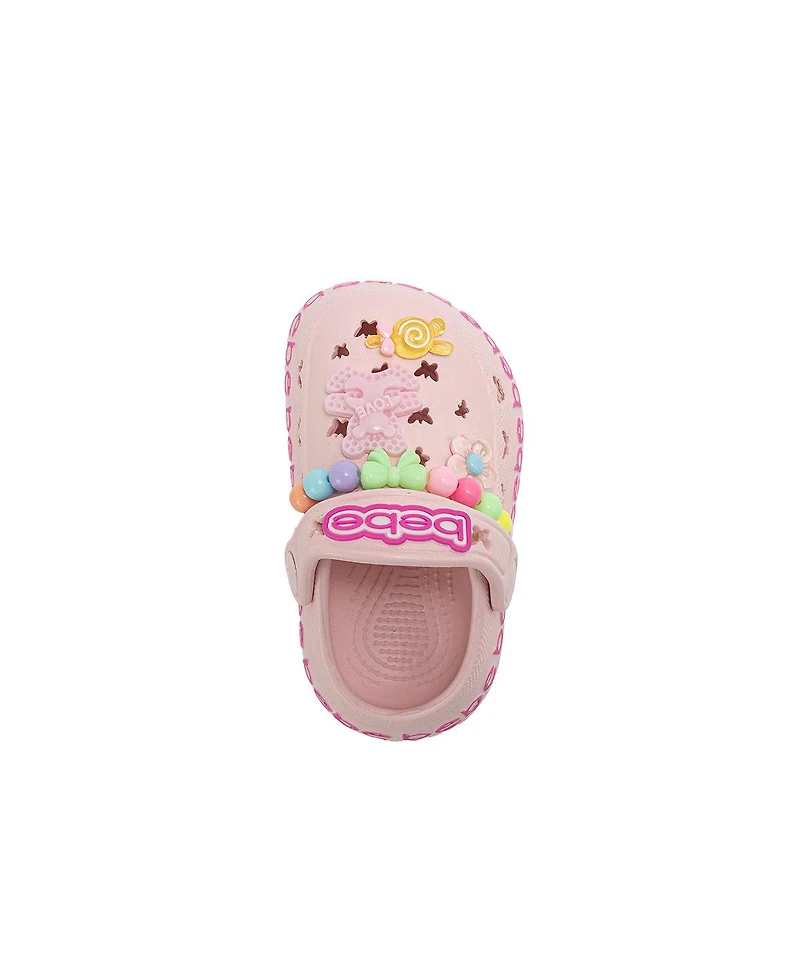 Bebe Toddler Lightweight Eva Clogs - Slip On Comfy Shoes with Bracelet and Charms