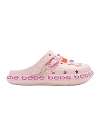 Bebe Little Girls Lightweight Eva Clog with Chain Logo Grosgrain Ribbon and Charms