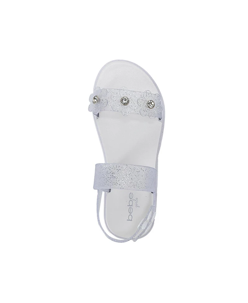 Bebe Girls Pcu sandal with Glitter Flower snd Rs