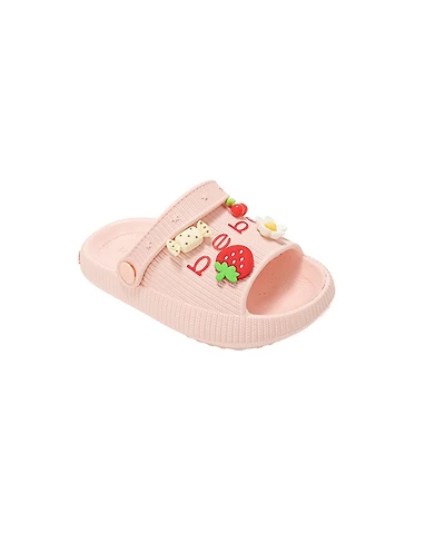 Bebe Big Girls Lightweight Eva Slide with Charms