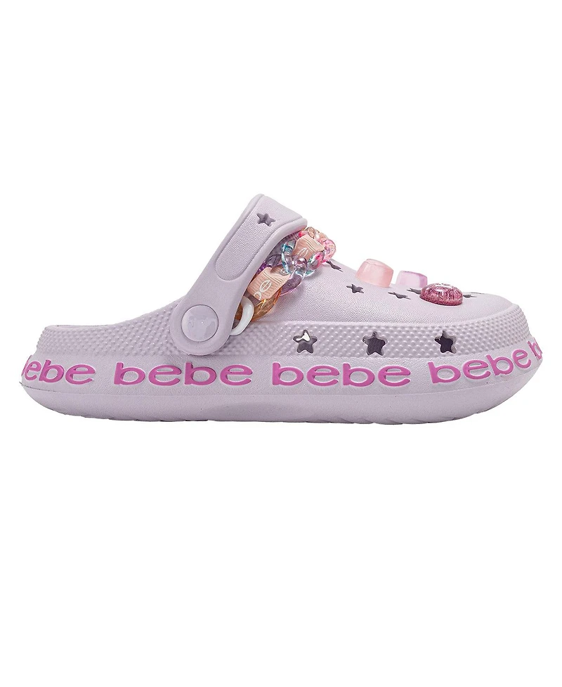 Bebe Little Girls Eva Clog with Chain Logo Grosgrain Ribbon and Charms