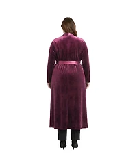 Standards & Practices Plus Velvet Wrap Satin Belt Long Coat