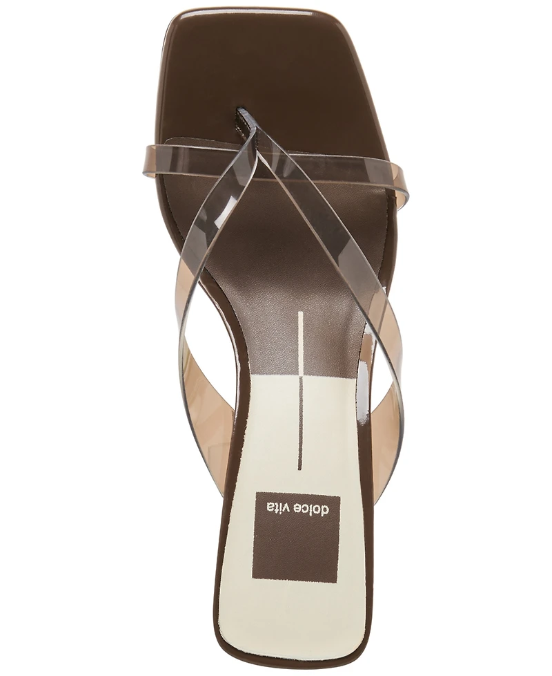 Dolce Vita Women's Brevel Vinyl Jelly Thong Low Block Heel Dress Sandals
