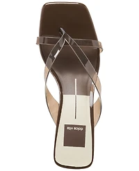 Dolce Vita Women's Brevel Vinyl Jelly Thong Low Block Heel Dress Sandals