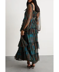 Warehouse Women's Abstract Print Cut Out Maxi Dress