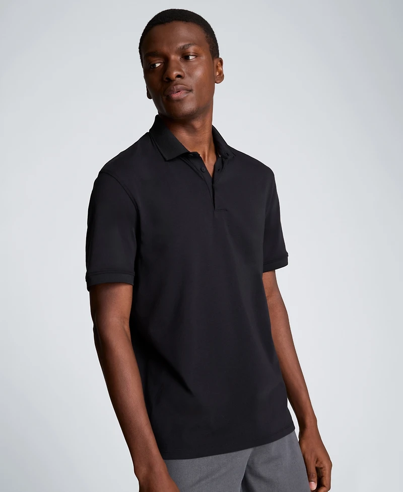 Kenneth Cole Men's Solid Button Placket Polo Shirt