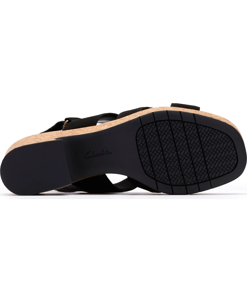 Clarks Women's Nerisa Grace Round Toe Wedge Sandals