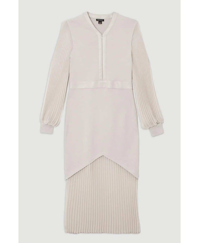 Karen Millen Women's Woven Sleeved Pleated Dress