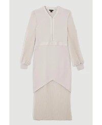Karen Millen Women's Woven Sleeved Pleated Dress