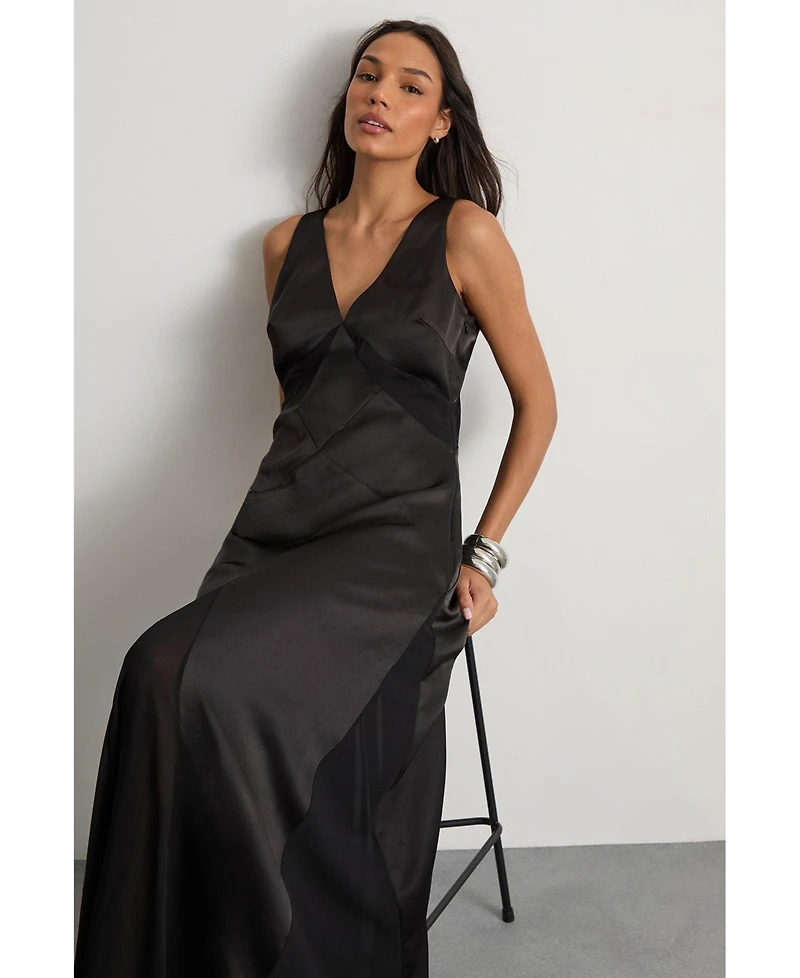 Warehouse Women's Satin And Chiffon Mix Midaxi Dress