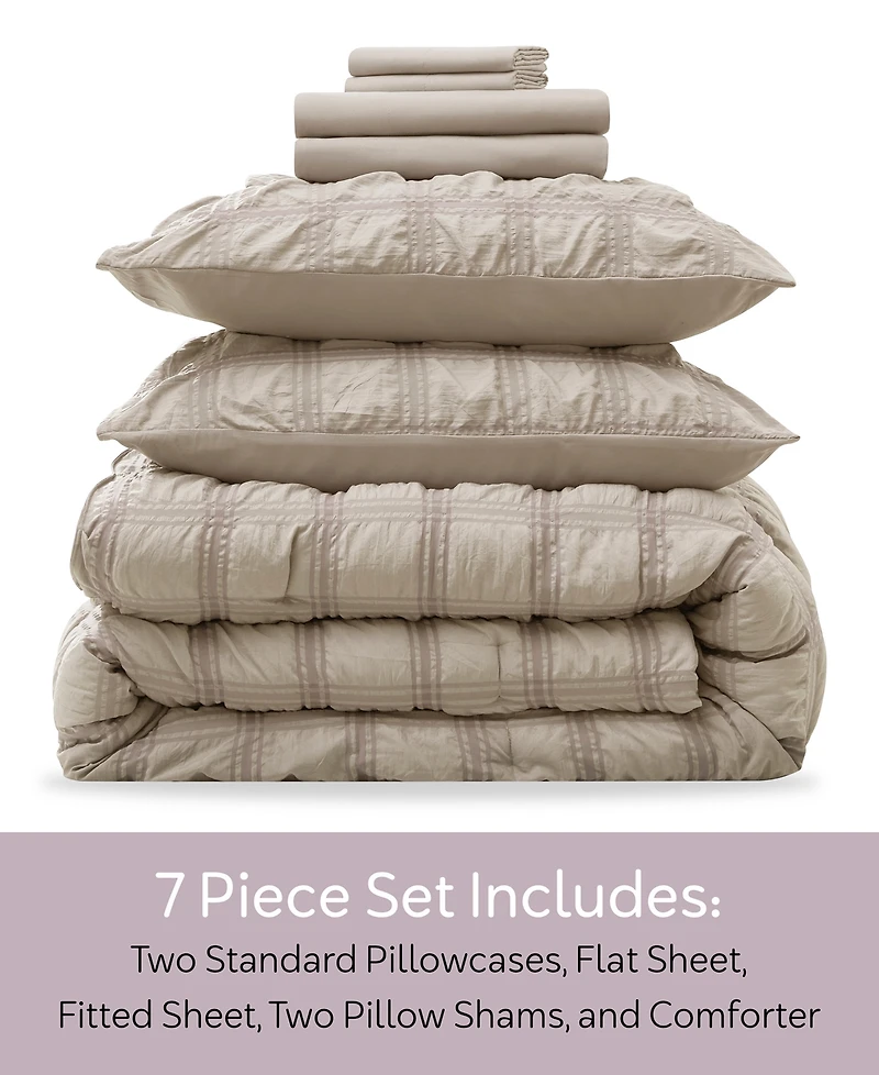 Nestl Luxury Soft Seersucker Design 7-Pc. Comforter Set