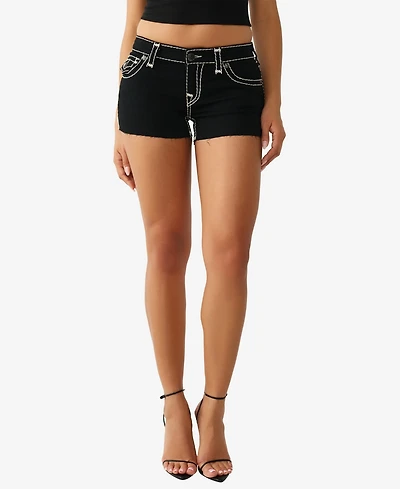 True Religion Women's Joey Low-Rise Super T Flap Shorts