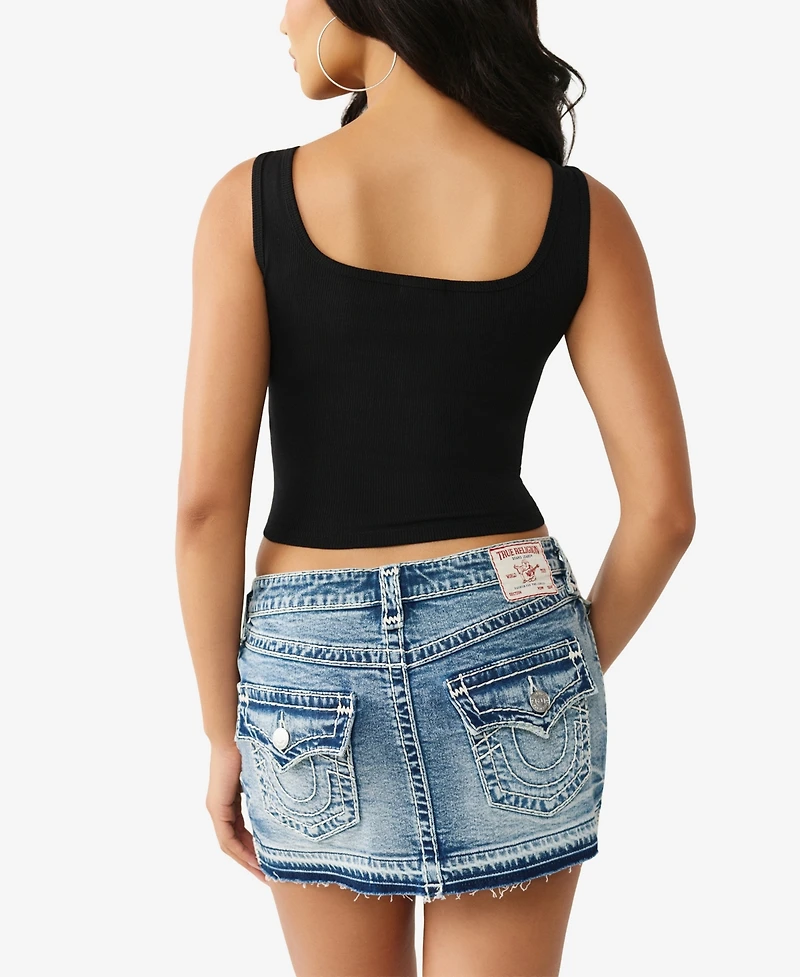 True Religion Women's Crystal Printed Rib Tank Top
