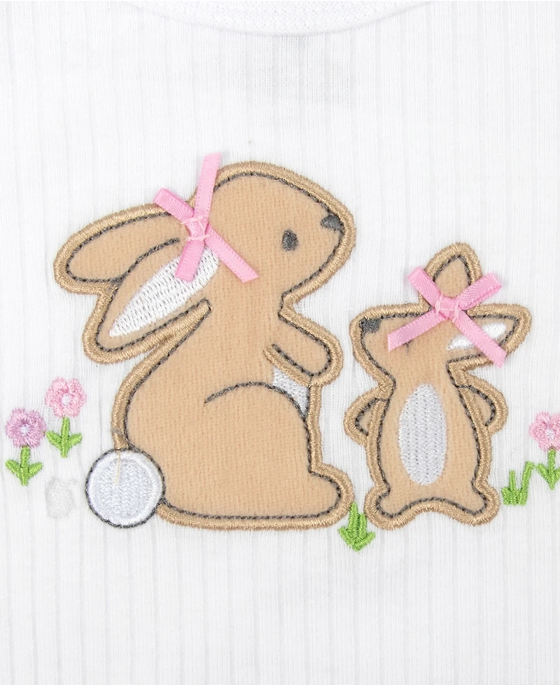 Baby Essentials Girls' Short-Sleeve Bodysuit and Pants, 4-Piece Set