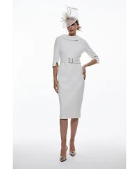 Karen Millen Women's Crepe Roll Neck Pencil Midi Dress