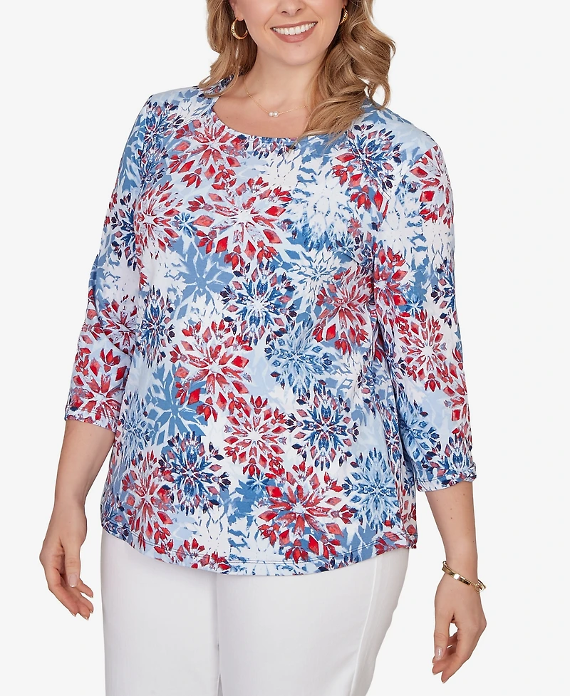 Ruby Rd. Plus Size Floral Medallion Knit Top