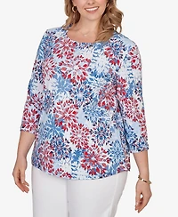 Ruby Rd. Plus Size Floral Medallion Knit Top