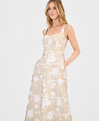 Anne Klein Women's Contrast-Cording A-Line Midi Dress