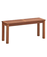 Patio Backless Bench 2-Seater Outdoor Dining Bench Solid Wood Garden Backyard