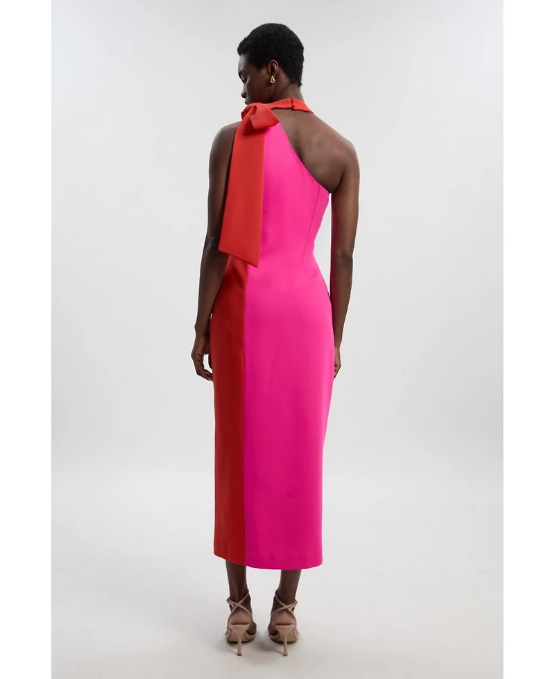 Karen Millen Women's Soft Tailored Bow Tie-Neck Midi Dress