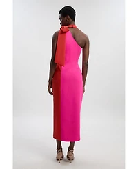 Karen Millen Women's Soft Tailored Bow Tie-Neck Midi Dress