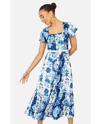 Yumi Women's Floral Belted Midi Dress