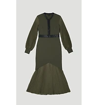 Karen Millen Women's Woven Sleeved Pleated Dress