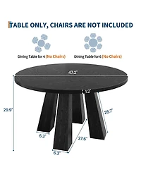 Gaomon Round Dining Table for 4-6 People, Dining Room Table with Wooden Pedestal Base