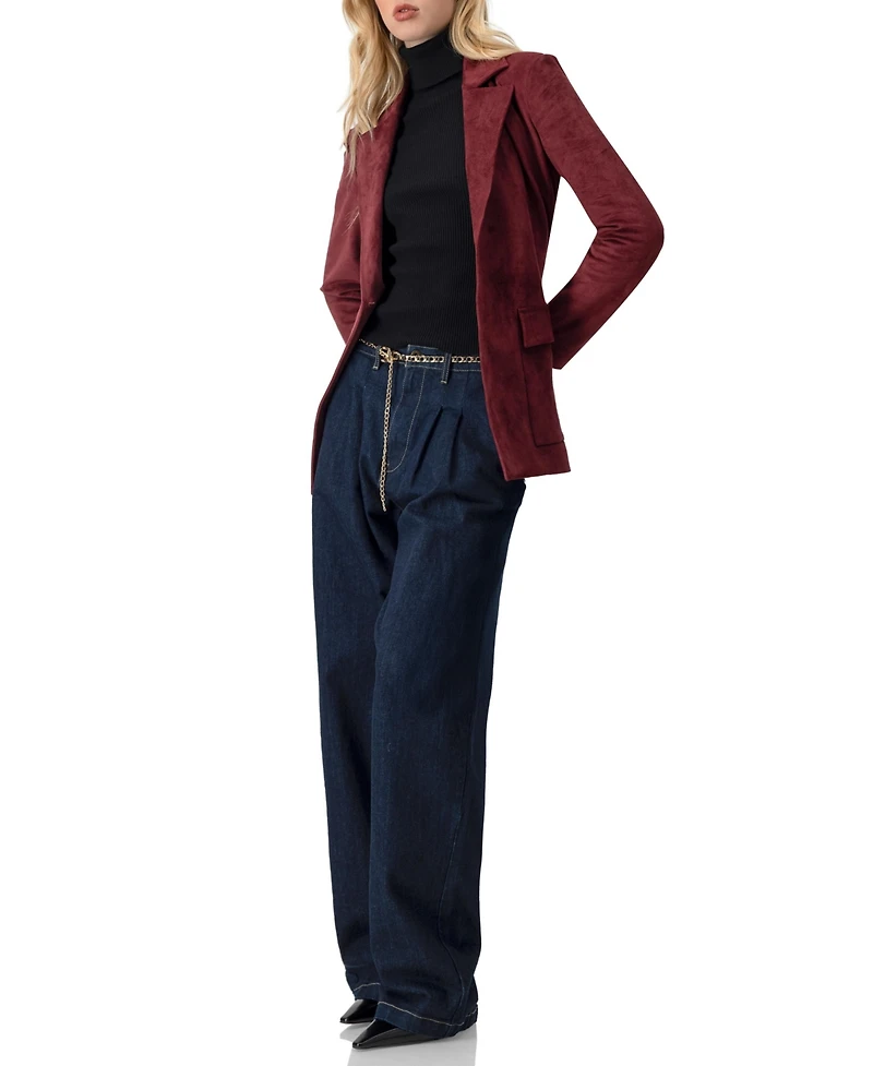 Ivonne Women's Faux-Suede Blazer with Waist Tie