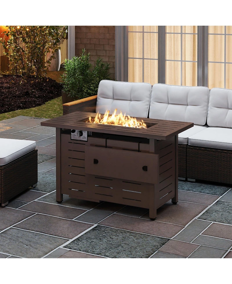 Costway 40-Inch Outdoor Propane Fire Pit with Lava Rocks Removable Lid & Protective Cover