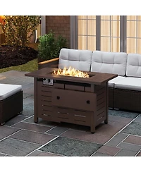 Costway 40-Inch Outdoor Propane Fire Pit with Lava Rocks Removable Lid & Protective Cover