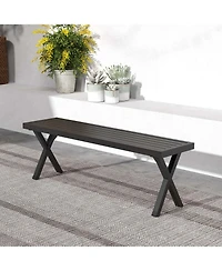Pcs 54" Patio Metal Bench with Slatted Seat & X Legs Backless Loveseat for Yard