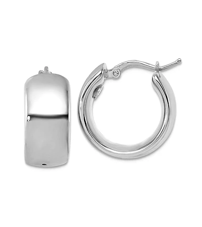 Curata Jewelry Solid 18k Yellow or White Gold Italian 19x9mm Wide Round Hoop Earrings