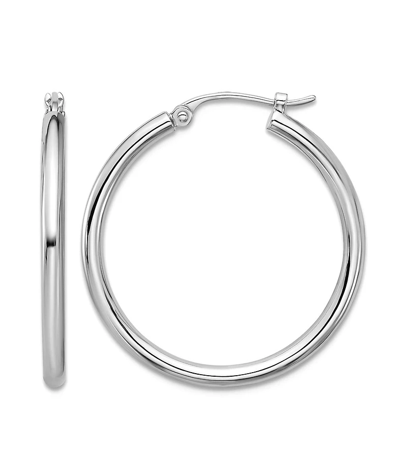 Curata Jewelry Solid 950 Platinum 2mm Classic Hoop Earrings 18mm
