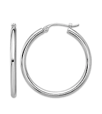 Curata Jewelry Solid 950 Platinum 2mm Classic Hoop Earrings 18mm