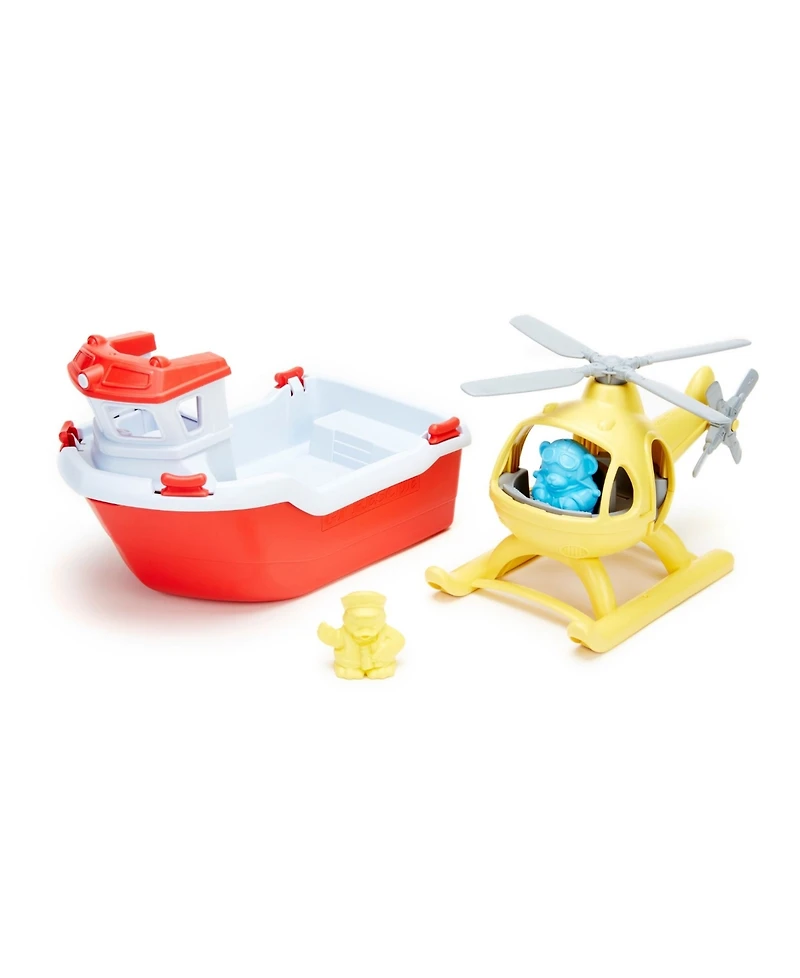 Green Toys Rescue Boat Helicopter