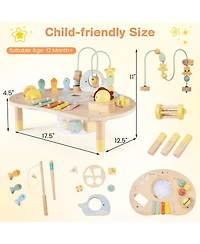 Mecale 7-in-1 Montessori Toddler Activity Table, Wooden Musical Sensory Table, 12M+