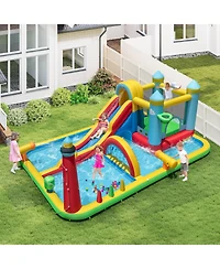 Mecale Giant Inflatable Water Slide Park with Long Slide and 750W Blower Included